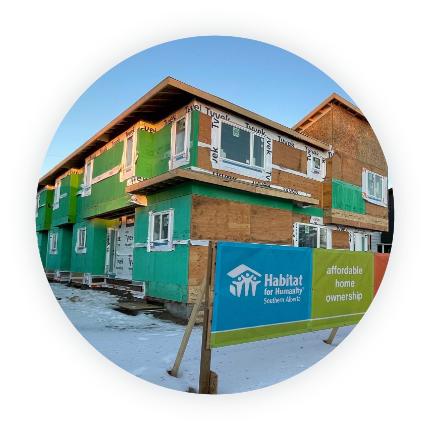 A house under construction by Habitat for humanity
