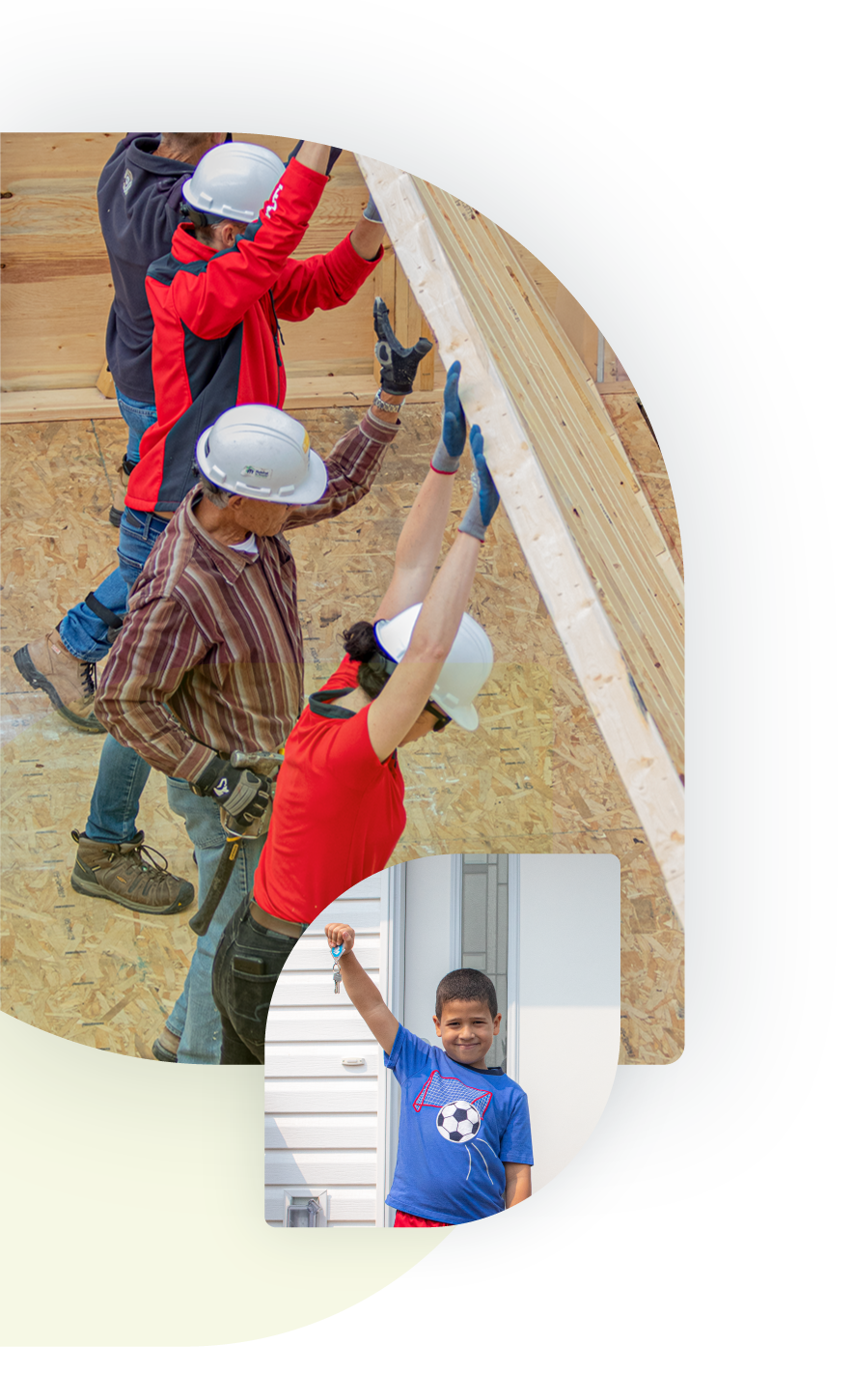 Habitat for humanity volunteers building a house